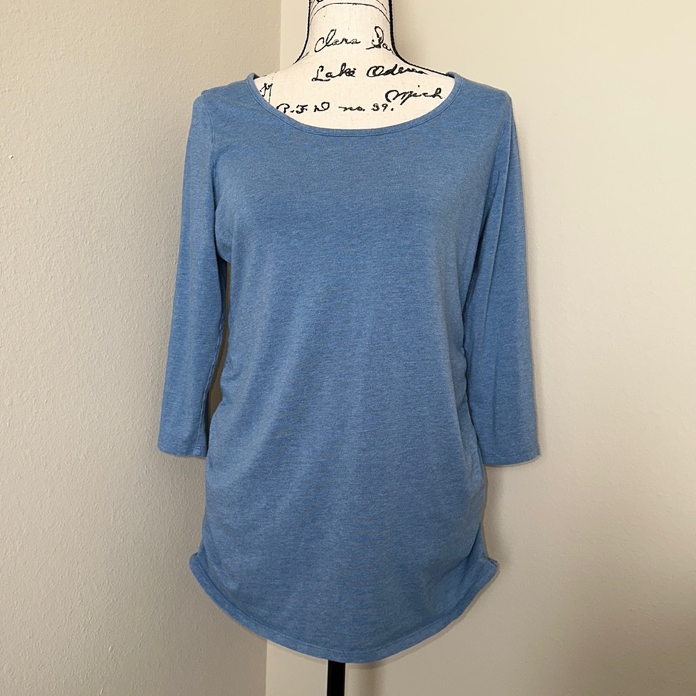 Motherhood Maternity Side Ruched Blue Top